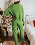 Spinach Green Long Sleeve Pullover and Jogger Pants Lounge Set - Little Miss Vanilla