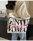 Letter Printed Totes Fashion Large Capacity Canvas Bags Women's Handbag Cute Sweet Shoulder Bag