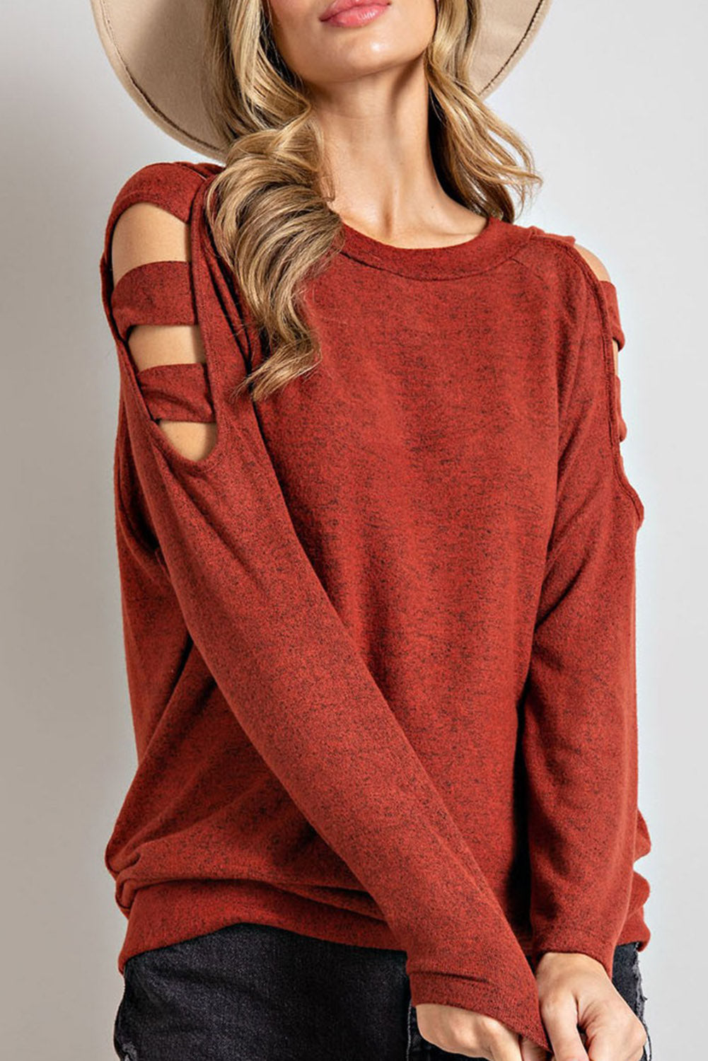 Cutout Round Neck Long Sleeve Top - Little Miss Vanilla