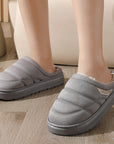 Fashion Solid Plush Slipper Winter Warm Indoor Floor Bedroom Home Slippers For Couple Thick-soled House Shoes Women Men