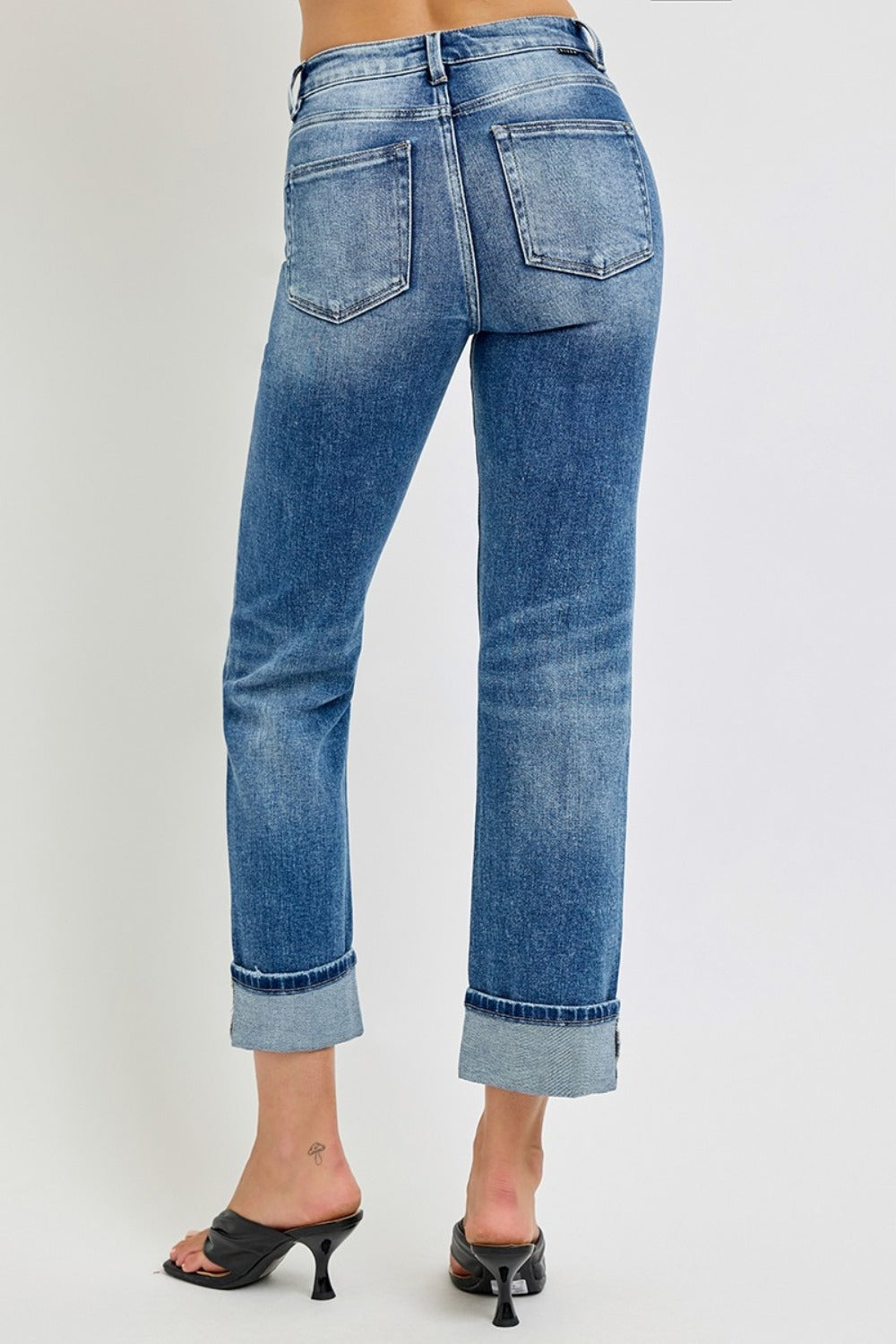 RISEN Full Size High Rise Crop Straight Roll Up Jeans - Little Miss Vanilla