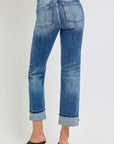 RISEN Full Size High Rise Crop Straight Roll Up Jeans - Little Miss Vanilla