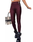 High Waist PU Leather Slim Fit Hip Raise Long Pants - Little Miss Vanilla