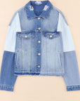 Distressed Button Up Drop Shoulder Denim Jacket - Little Miss Vanilla