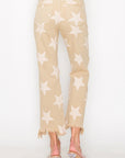 RISEN Full Size High Rise Star Printed Frayed Hem Jeans - Little Miss Vanilla