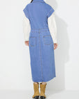 Slit Half Button Collared Neck Cap Sleeve Denim Dress - Little Miss Vanilla