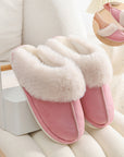 Winter Warm Plush Home Slippers Indoor Fur Slippers Women Soft Lined Cotton Shoes Comfy Non-Slip Bedroom Fuzzy House Shoes Women Couple