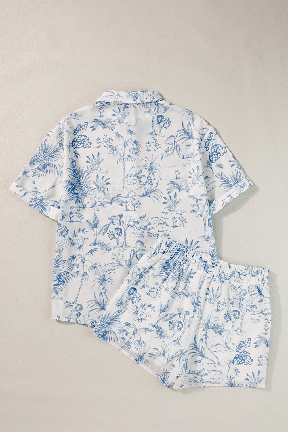 Sky Blue Floral Short Sleeve Shirt and Shorts Set - Little Miss Vanilla