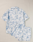 Sky Blue Floral Short Sleeve Shirt and Shorts Set - Little Miss Vanilla