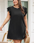 Plus Size Ruffled Round Neck Cap Sleeve Mini Dress - Little Miss Vanilla