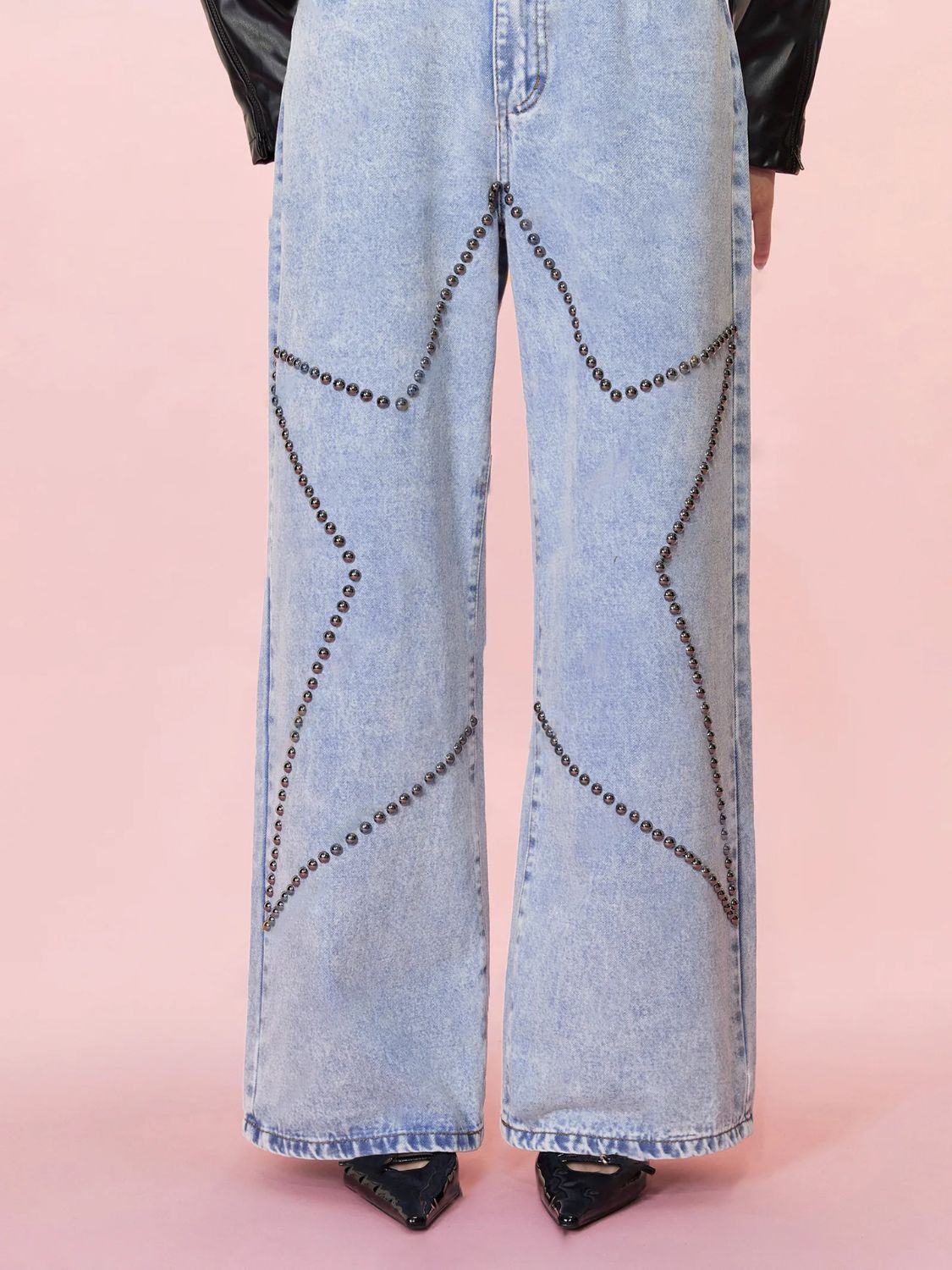 Studded Star Straight Jeans with Pockets - Little Miss Vanilla