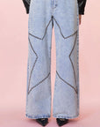 Studded Star Straight Jeans with Pockets - Little Miss Vanilla