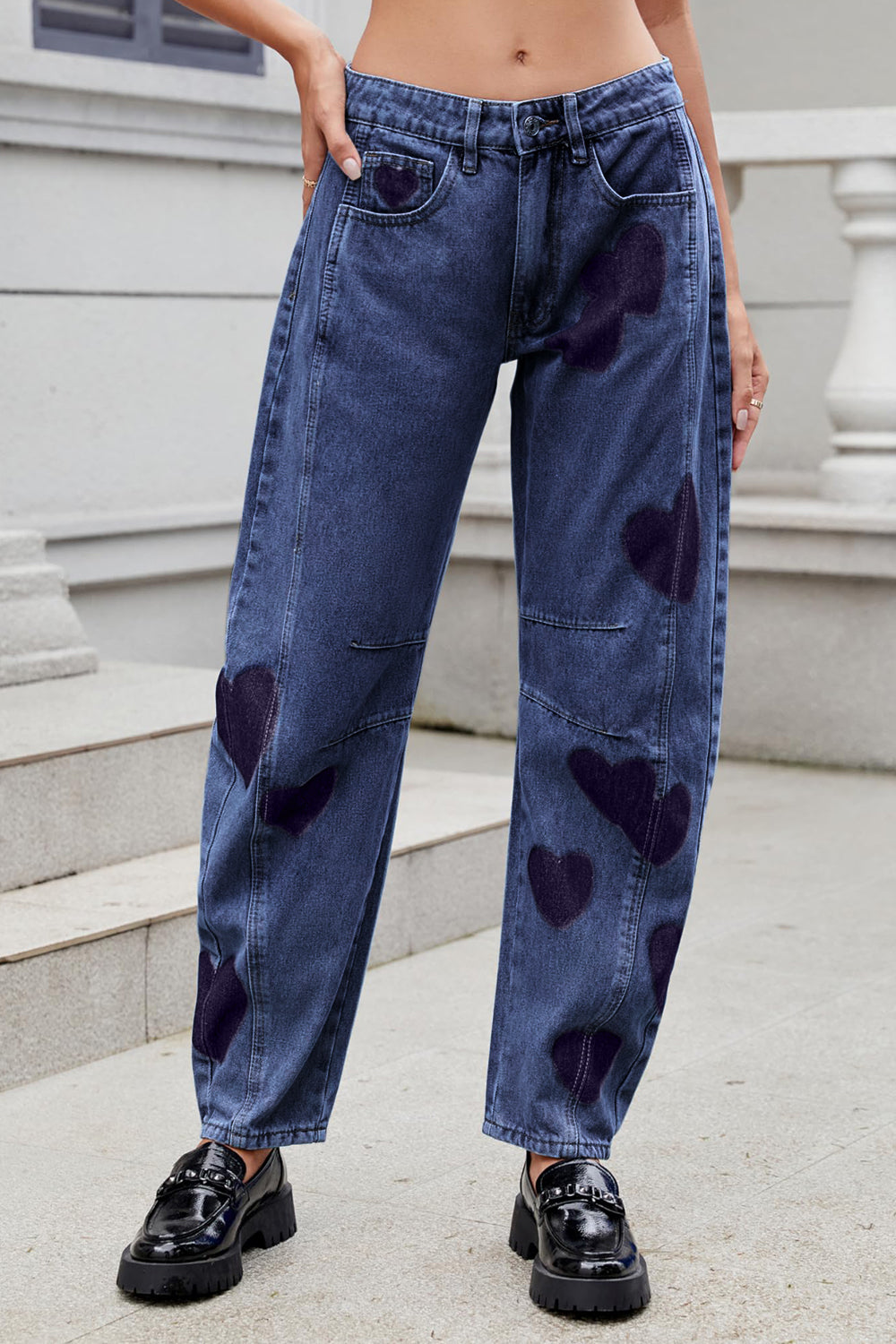 Heart Mid Rise Jeans with Pockets - Little Miss Vanilla