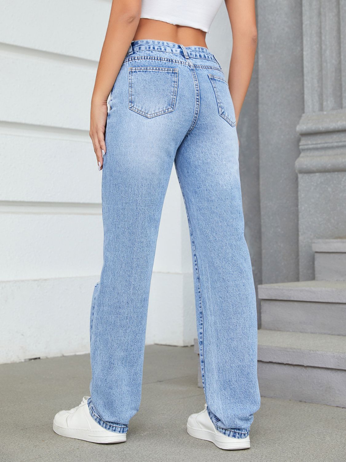 Distressed Jeans with Pockets - Little Miss Vanilla