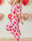 Pink Classic Heart Valentines Short Sleeve Pants Pajamas Set - Little Miss Vanilla