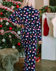 Navy Blue Colorful Christmas Lights Print Shirt and Pants Pajama Set - Little Miss Vanilla