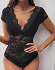 Lace V-neck Patchwork Black Jumpsuit - Little Miss Vanilla