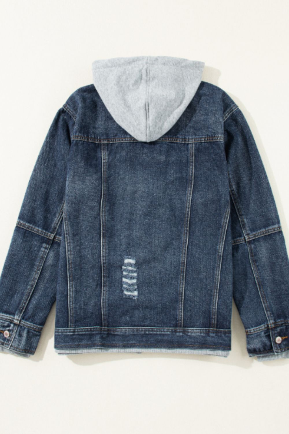 Fake Two-Piece Hooded Zip-Up Denim Jacket - Little Miss Vanilla