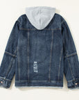 Fake Two-Piece Hooded Zip-Up Denim Jacket - Little Miss Vanilla