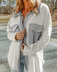 Gray Contrast Flap Pockets Relaxed Shacket - Little Miss Vanilla