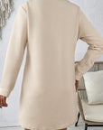 Apricot Solid Color Textured Long Sleeve Shift Dress - Little Miss Vanilla