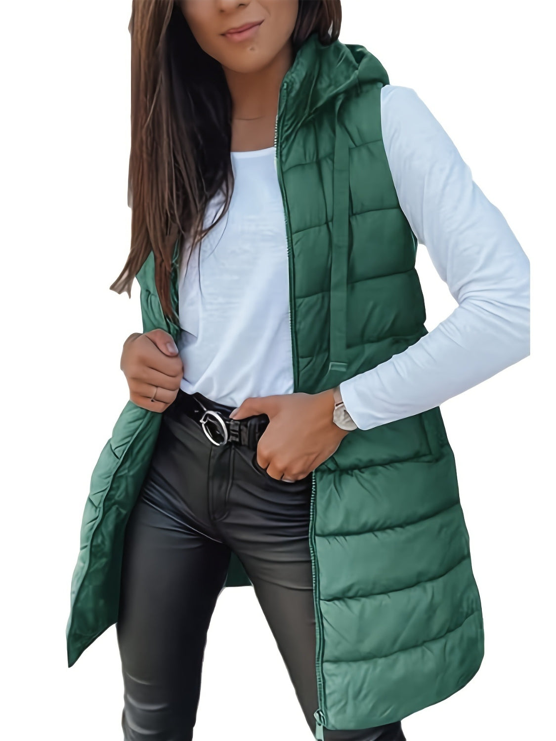 Plus Size Zip Up Hooded Vest Coat - Little Miss Vanilla