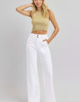 RISEN Full Size Tummy Control Double Button Wide Leg Jeans - Little Miss Vanilla