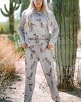 Gray Cowgirl Boots Printed Long Sleeve Top Pants Lounge Set - Little Miss Vanilla