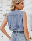 V-Neck Button Down Denim Vest - Little Miss Vanilla