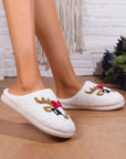 White Christmas Cartoon Pattern Plush Slippers - Little Miss Vanilla