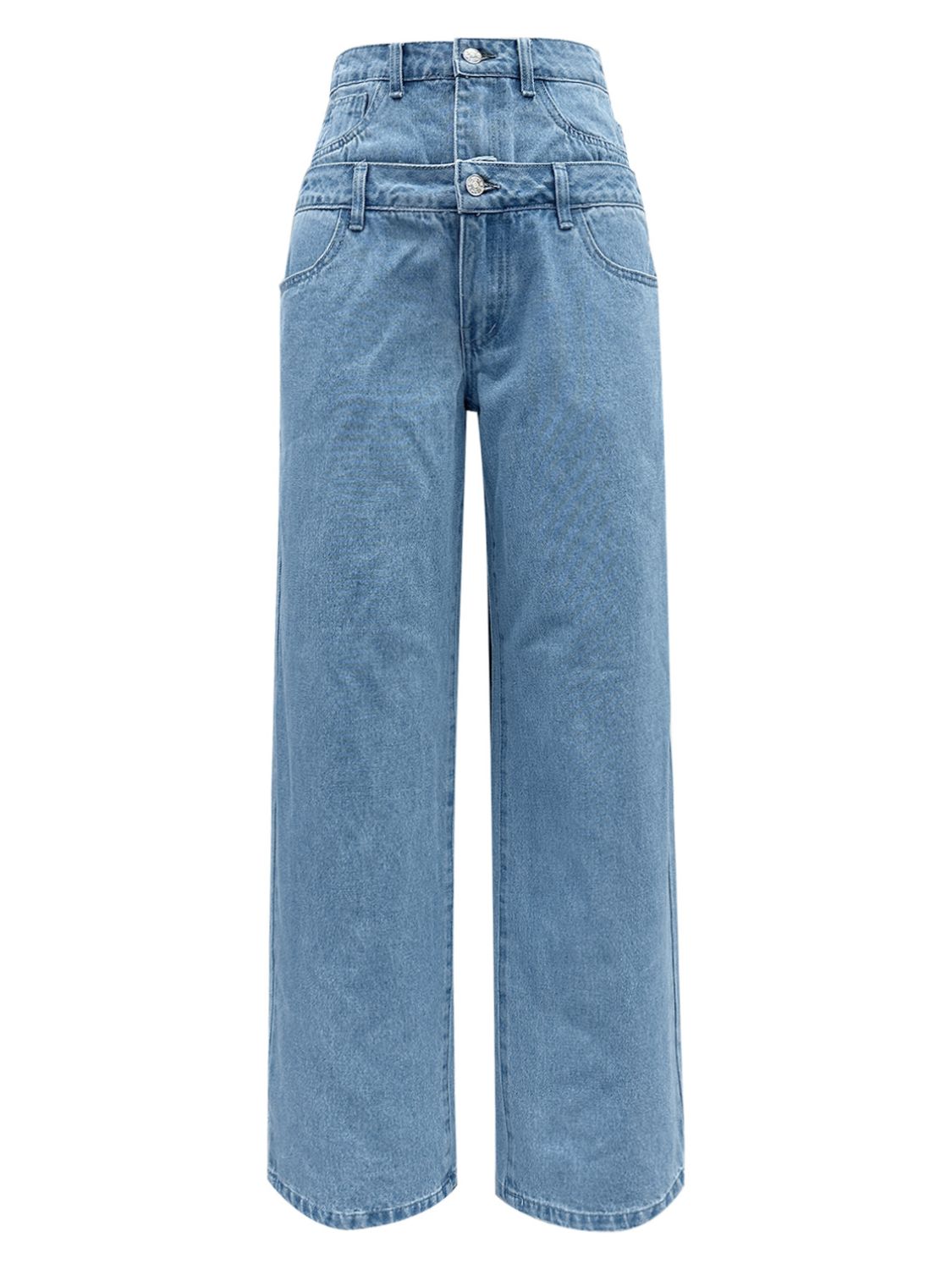 Faux Layered High Waist Jeans - Little Miss Vanilla