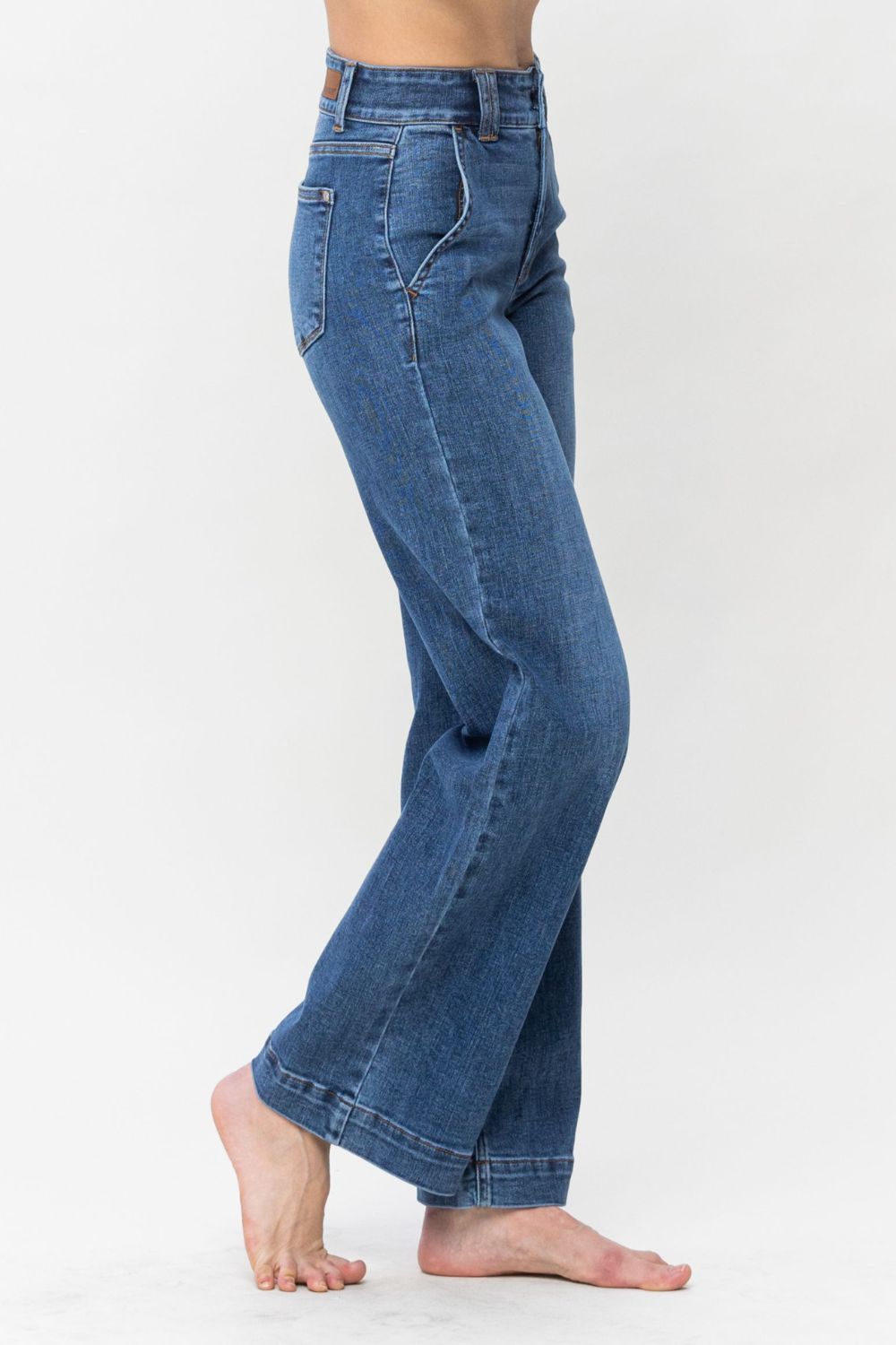 Judy Blue Full Size Double Button Wide Leg Jeans - Little Miss Vanilla