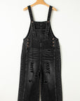 Distressed Wide Strap Denim Overalls - Little Miss Vanilla