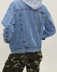 Button Up Collared Neck Long Sleeve Denim Jacket - Little Miss Vanilla