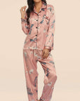 Two-piece Stretch Satin Home Wear Pajamas Women