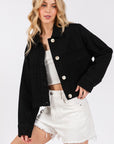 bytos Button Down Cropped Denim Jacket with Patch Pockets - Little Miss Vanilla