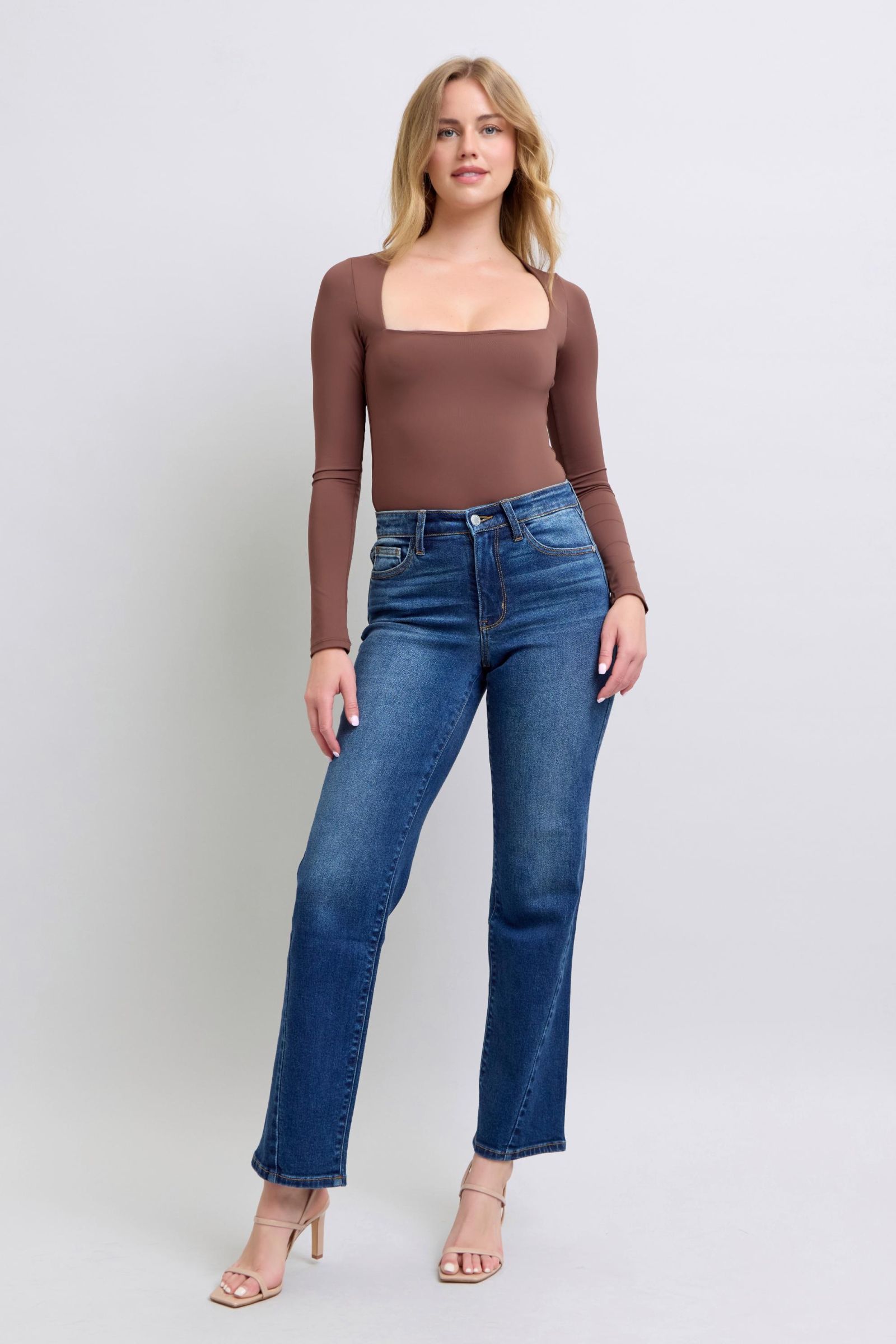 Judy Blue Full Size Side Seam Detail Straight Jeans with Pockets - Little Miss Vanilla