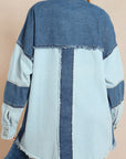 Raw Hem Color Block Denim Jacket - Little Miss Vanilla