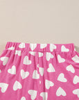 Pink Valentine Heart Shape Print Long Sleeve Top Shorts Lounge Set - Little Miss Vanilla