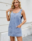 Scoop Neck Wide Strap Denim Dress - Little Miss Vanilla