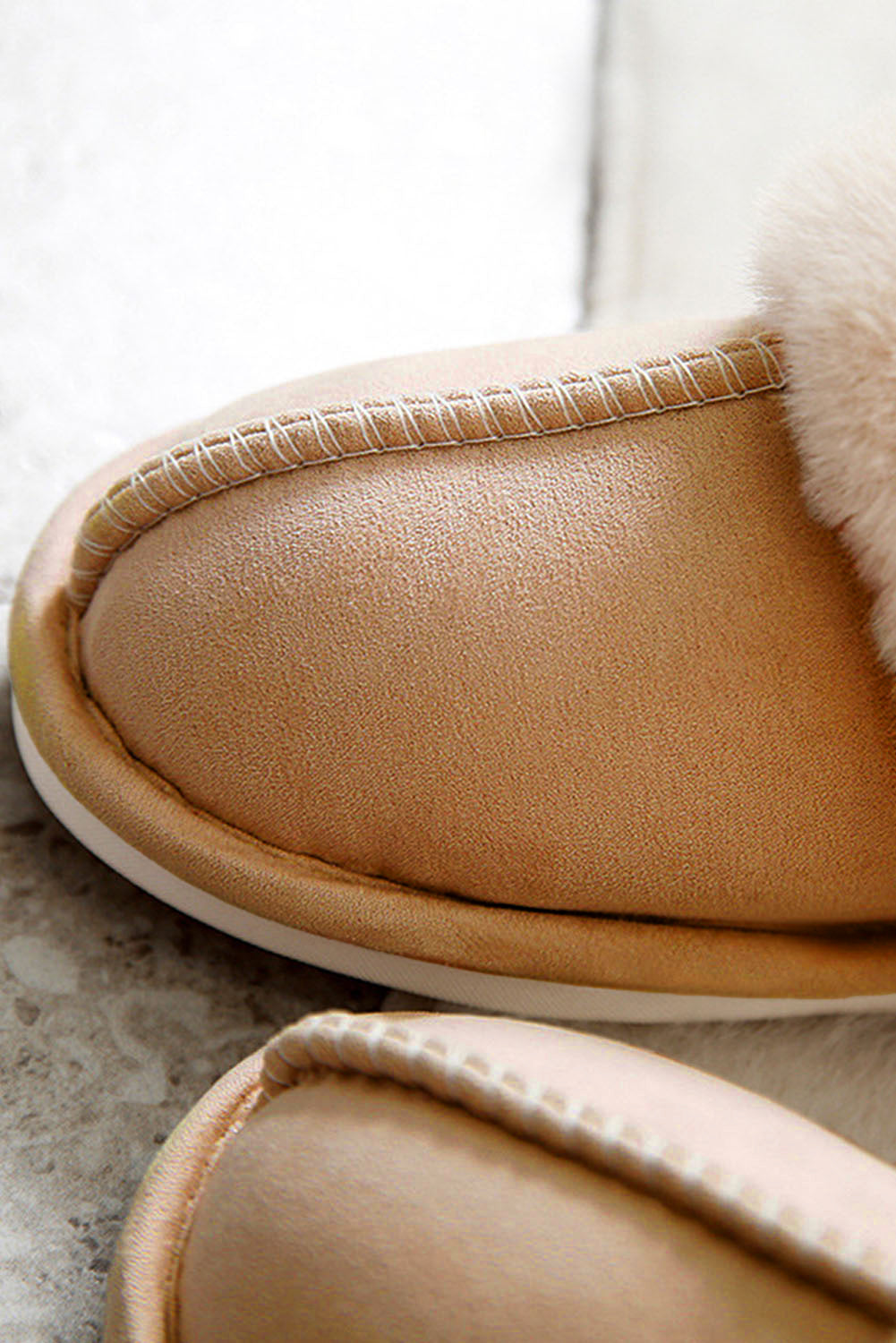 Camel Plush Suede Winter Home Slippers - Little Miss Vanilla