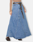 Raw Hem Maxi Denim Skirt - Little Miss Vanilla