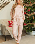 Apricot Christmas Tree Print Loose Fit Two Piece Pajama Set - Little Miss Vanilla