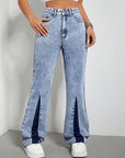 Contrast Bootcut Jeans with Pockets - Little Miss Vanilla