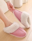 Winter Warm Plush Home Slippers Indoor Fur Slippers Women Soft Lined Cotton Shoes Comfy Non-Slip Bedroom Fuzzy House Shoes Women Couple