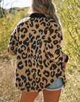 Black Contrast Trimmed Leopard Teddy Shacket - Little Miss Vanilla