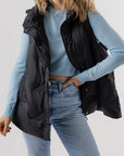 Black Quilted High Neck Zip Up Jacket Vest - Little Miss Vanilla