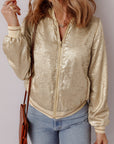 Pale Khaki Metallic Zip up Baseball Jacket - Little Miss Vanilla