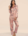 Two-piece Stretch Satin Home Wear Pajamas Women