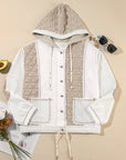 Beige Quilted Textured Patchwork Loose Fit Hooded Jacket - Little Miss Vanilla